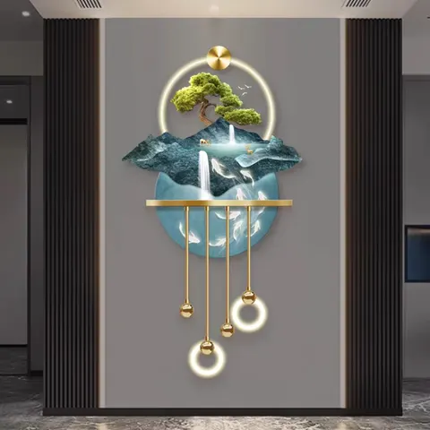 New Chinese Landscape Painting Nine Fish Picture Mural 3D Acrylic Led Art Acrylic Led Wall Art 3D Acrylic Led Wall Art