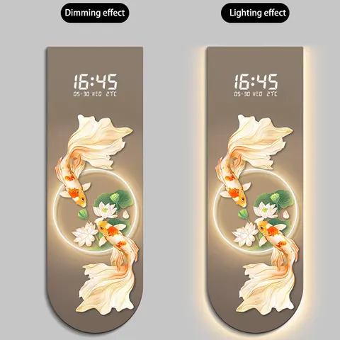 New Chinese Style Koi Fish Entrance Hall Art Decor Paintings Digital Display Glowed LED Crystal Porcelain Painting