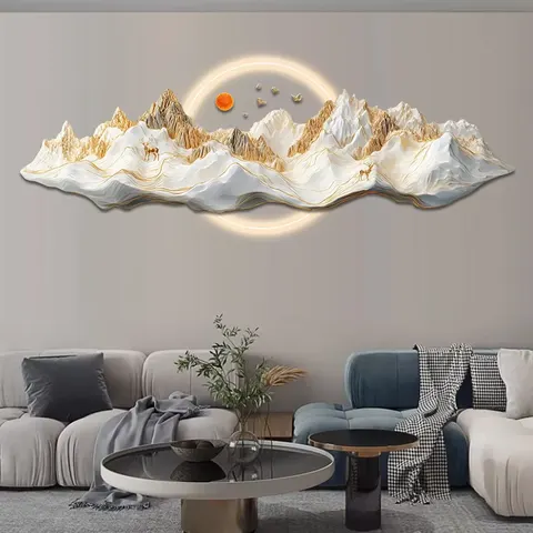 New Chinese Style LED Atmosphere Wall Lamp Painting Sofa Background Wall Decor Painting High-grade Living Room Hanging Picture