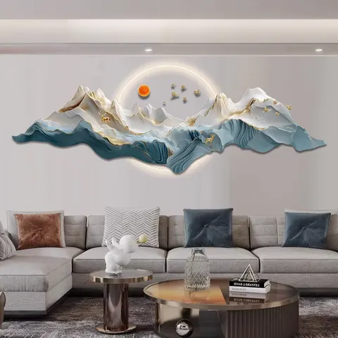 New Chinese Style LED Atmosphere Wall Lamp Painting Sofa Background Wall Decor Painting High-grade Living Room Hanging Picture