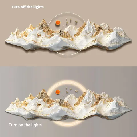 New Chinese Style LED Atmosphere Wall Lamp Painting Sofa Background Wall Decor Painting High-grade Living Room Hanging Picture