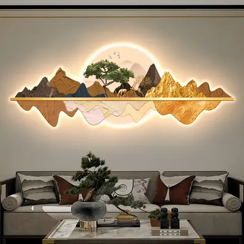 New Chinese Style Living Room Elk Art Home Decor Painting Sofa Background Wall Crystal Porcelain Painting