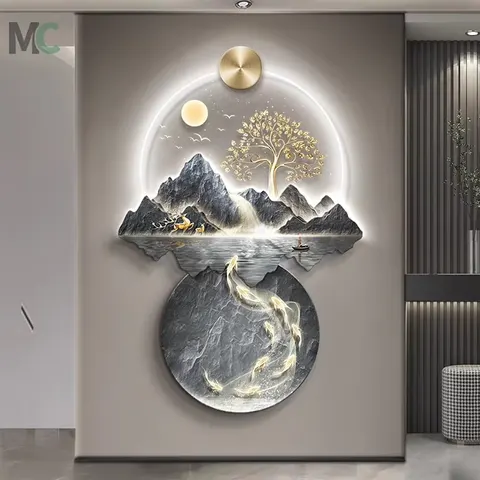 New Chinese Style Porch Wall Decor Painting Atmosphere Landscape Corridor Hanging Painting Into the Led Painting