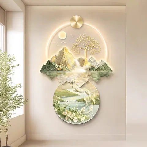 New Chinese Style Porch Wall Decor Painting Atmosphere Landscape Corridor Hanging Painting Into the Led Painting