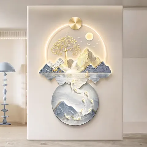 New Chinese Style Porch Wall Decor Painting Atmosphere Landscape Corridor Hanging Painting Into the Led Painting