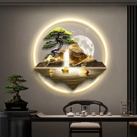New Chinese Style Tea Room Art Home Decor Painting UV Printing Acrylic LED Paintings