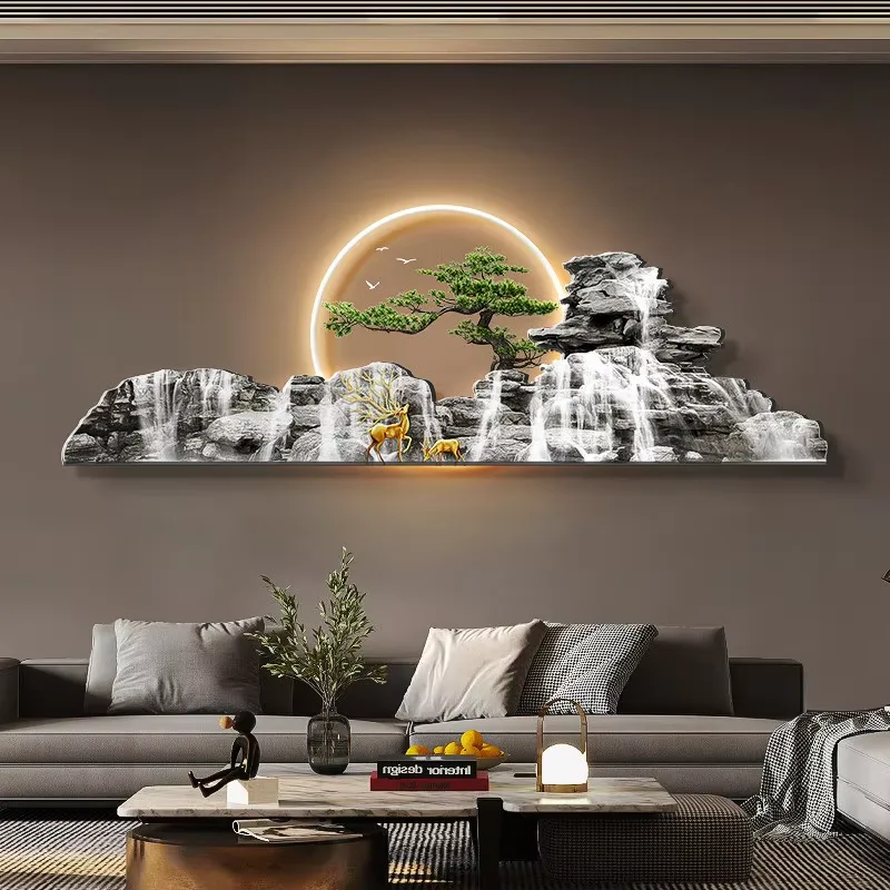 New Chinese Style Welcome Pine Art Home Decoration Paintings UV Engraving Acrylic LED Painting
