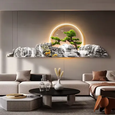New Chinese Style Welcome Pine Art Home Decoration Paintings UV Engraving Acrylic LED Painting
