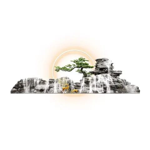New Chinese Style Welcome Pine Art Home Decoration Paintings UV Engraving Acrylic LED Painting