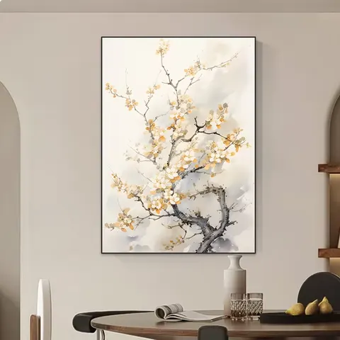 New Chinese Style White plum Blossom Living Room Wall Art Home Decor Painting Study Porch Bedroom Crystal Porcelain Painting
