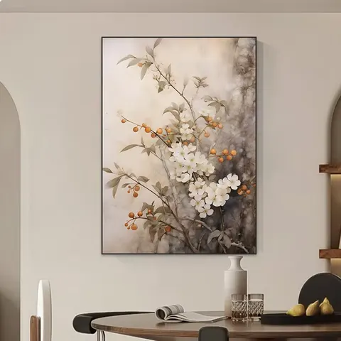New Chinese Style White plum Blossom Living Room Wall Art Home Decor Painting Study Porch Bedroom Crystal Porcelain Painting