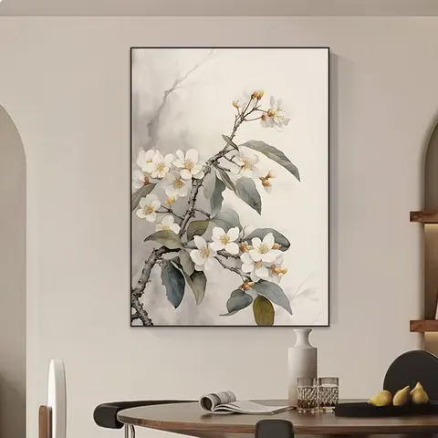 New Chinese Style White plum Blossom Living Room Wall Art Home Decor Painting Study Porch Bedroom Crystal Porcelain Painting