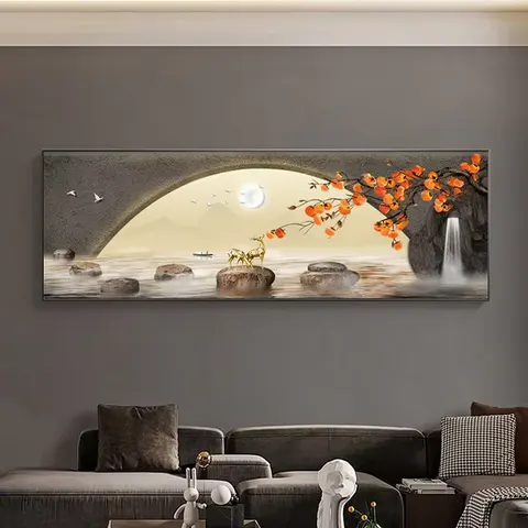 New Chinese Zen Tea Study Living Room Sofa Background Wall Hanging Painting Painting and Wall Art Home Decoration