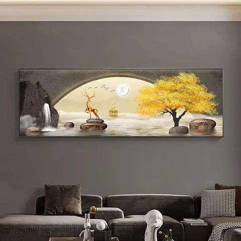 New Chinese Zen Tea Study Living Room Sofa Background Wall Hanging Painting Painting and Wall Art Home Decoration