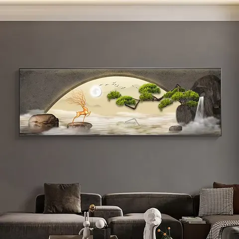 New Chinese Zen Tea Study Living Room Sofa Background Wall Hanging Painting Painting and Wall Art Home Decoration