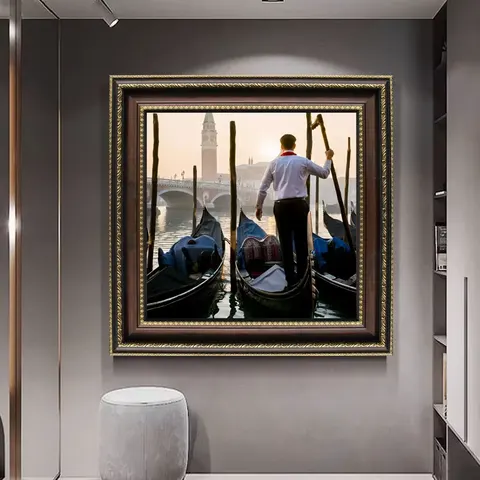 New Creative 40*40 CM Venice, Italy Gondola Architecture Landscape Wall Art Home Decor Painting