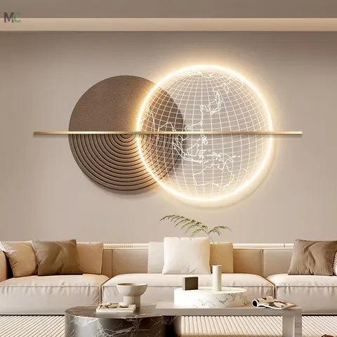 New Creative Acrylic Combination LED Decor Painting Modern Minimalist 3D Sandstone Living Room Wall Decor Painting