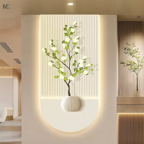 New Creative Arch LED Light-emitting Wall Art Home Decor Painting Style Green Plant Three-dimensional Effect Acrylic Painting
