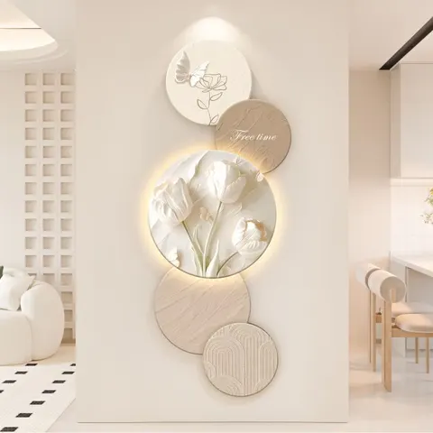New Creative Cream Style Art Decor Painting Corridor Background Wall Art LED Painting