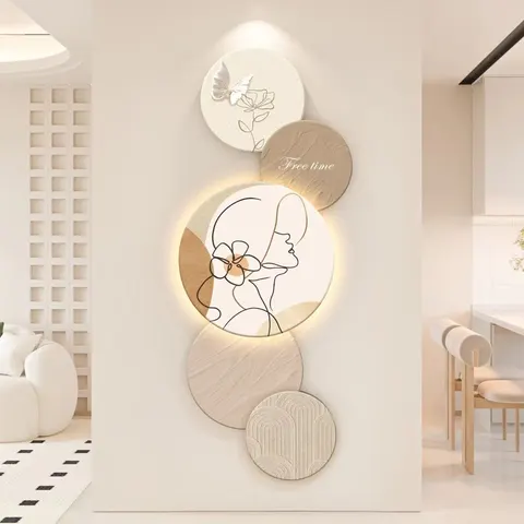 New Creative Cream Style Art Decor Painting Corridor Background Wall Art LED Painting