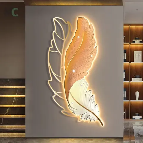 New Creative Highend Atmosphere Living Room Led Painting Feather Porch Wall Decor Painting Sofa Background Wall Hanging Painting