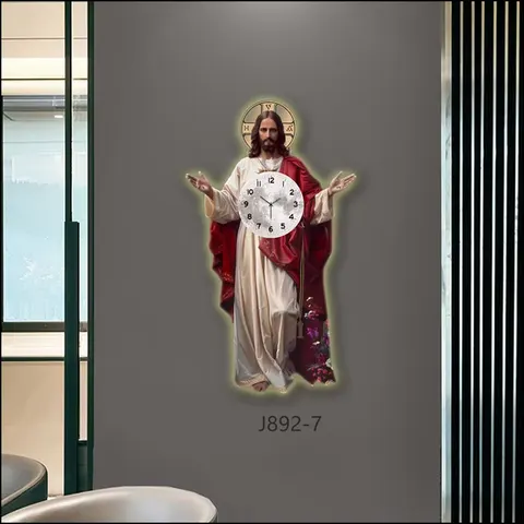 New Creative Large Size Jesus Portrait Christian Wall Art Deco Mural Modern Religious Art LED Light Home Decorative Painting