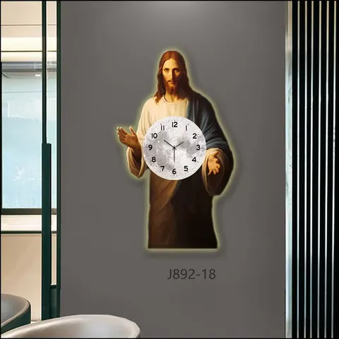 New Creative Large Size Jesus Portrait Christian Wall Art Deco Mural Modern Religious Art LED Light Home Decorative Painting