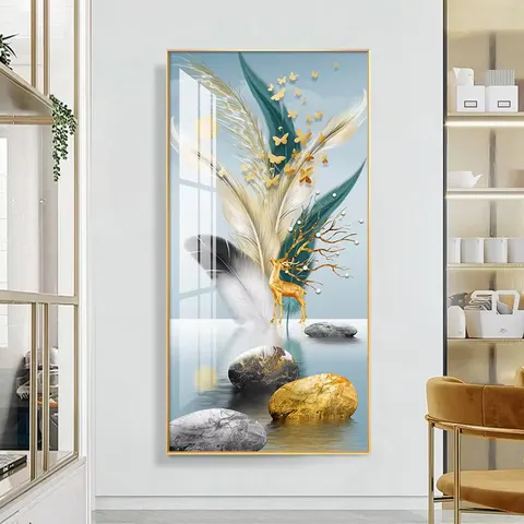 抽象 单幅 装饰画 轻奢风 玄关背景墙挂画 LED带灯画