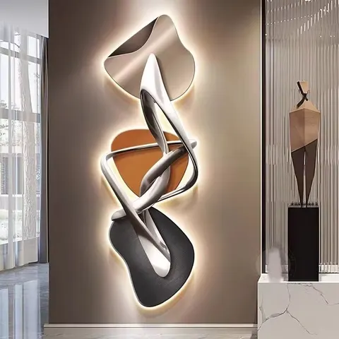 New Creative Stone to Run Into the Home Acrylic Crystal Porcelain Wall Art LED Light Painting Home Decoration