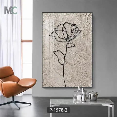 New Creative Wabi-Sabi Wind Abstract Simple Living Room Porch Decorative Painting Line Art Stick Jane Pen Flower Painting
