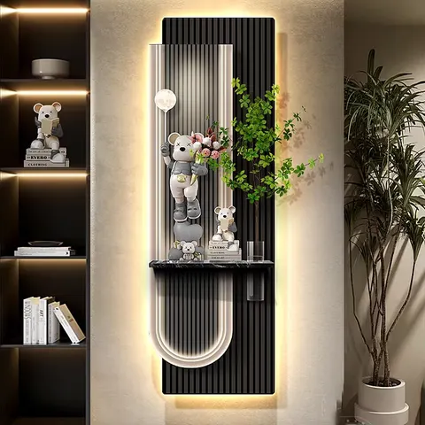 New Creativity Corridor Background Wall Crystal Porcelain Painting Hydroponic Plants Glowed LED Decor Painting