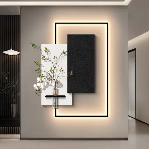 锦鲤 单幅 装饰画 现代简约 客厅背景墙挂画 LED带灯画
