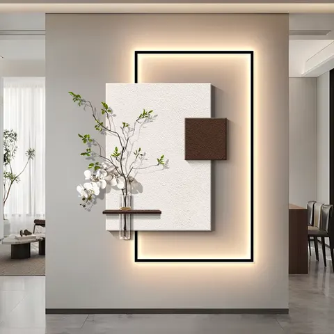 锦鲤 单幅 装饰画 现代简约 客厅背景墙挂画 LED带灯画