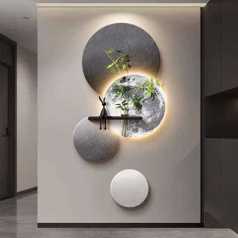 植物 单幅 装饰画 现代简约 玄关背景墙挂画 LED带灯画
