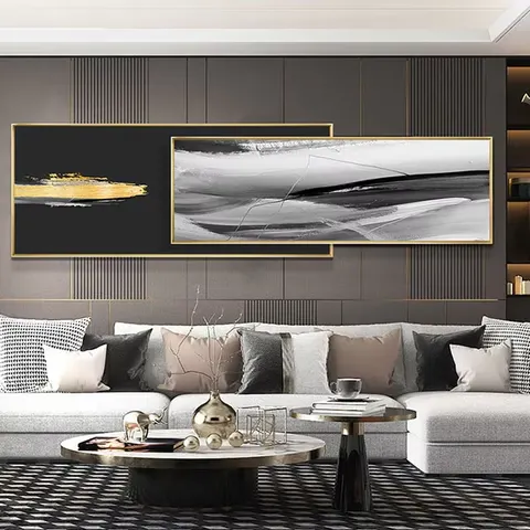 New Design Black and White Ink Wall Art Home Decor Wall Hotel Bed Aluminum Alloy Frame Crystal Porcelain Painting
