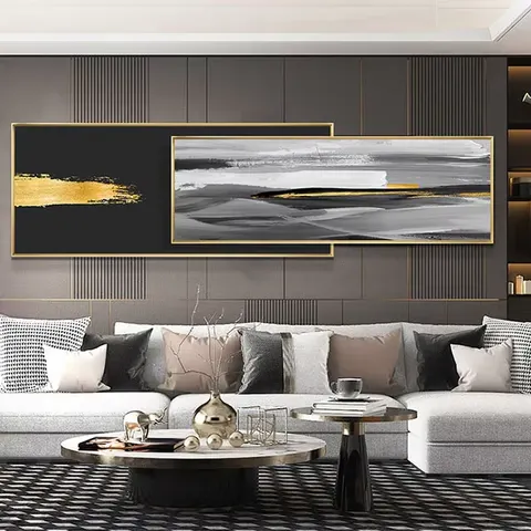 New Design Black and White Ink Wall Art Home Decor Wall Hotel Bed Aluminum Alloy Frame Crystal Porcelain Painting