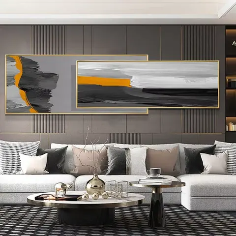 New Design Black and White Ink Wall Art Home Decor Wall Hotel Bed Aluminum Alloy Frame Crystal Porcelain Painting