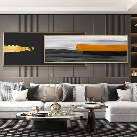 New Design Black and White Ink Wall Art Home Decor Wall Hotel Bed Aluminum Alloy Frame Crystal Porcelain Painting