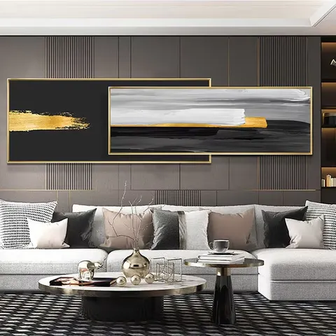 New Design Black and White Ink Wall Art Home Decor Wall Hotel Bed Aluminum Alloy Frame Crystal Porcelain Painting