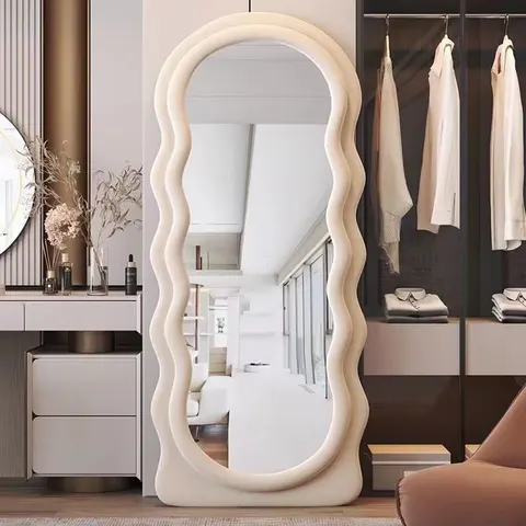New Design clear Imaging Big Wave Home Floor Mirror Fashion Simple Suitable for Girls Dormitory Bedroom Room Mirror