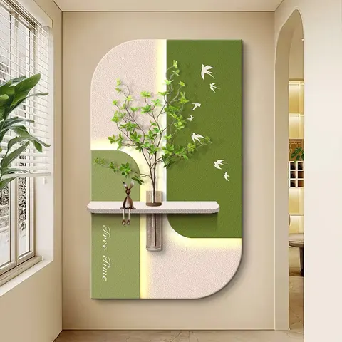 New Design Creamy Style Hydroponic Plants Entrance Hall Art Decor Painting Three-dimensional Sandstone Home Decor Paintings