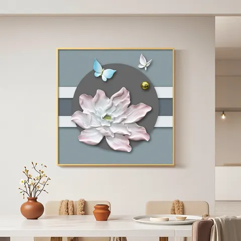 繁花 单幅 装饰画 现代简约 餐厅背景墙挂画 LED带灯画