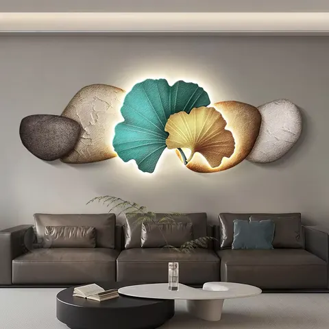 银杏 单幅 装饰画 现代简约 客厅背景墙挂画 LED带灯画