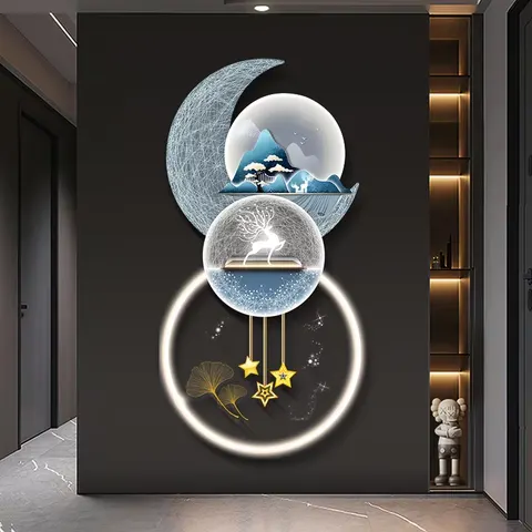 New Design Landscape Deer Led Light Painting Uv Printing Edge Cutting Abstract Painting Wall Home Art Decor Painting