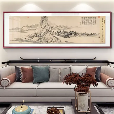 New Goods Arrived Ancient Style Qianli Jiangshan Picture Hanging Living Room Teahouse Decorative Painting LED Murals