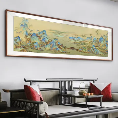 New Goods Arrived Ancient Style Qianli Jiangshan Picture Hanging Living Room Teahouse Decorative Painting LED Murals