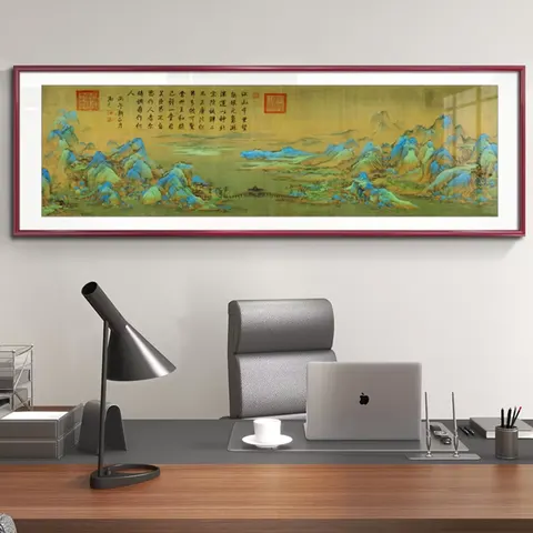 New Goods Arrived Ancient Style Qianli Jiangshan Picture Hanging Living Room Teahouse Decorative Painting LED Murals