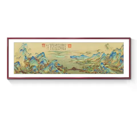 New Goods Arrived Ancient Style Qianli Jiangshan Picture Hanging Living Room Teahouse Decorative Painting LED Murals