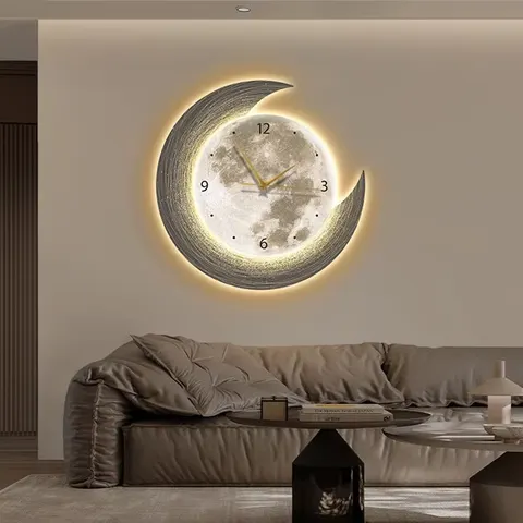 New Launch Restaurant Moon Creative Clock Wall Decor Home Decor Wall Art LED Light Painting