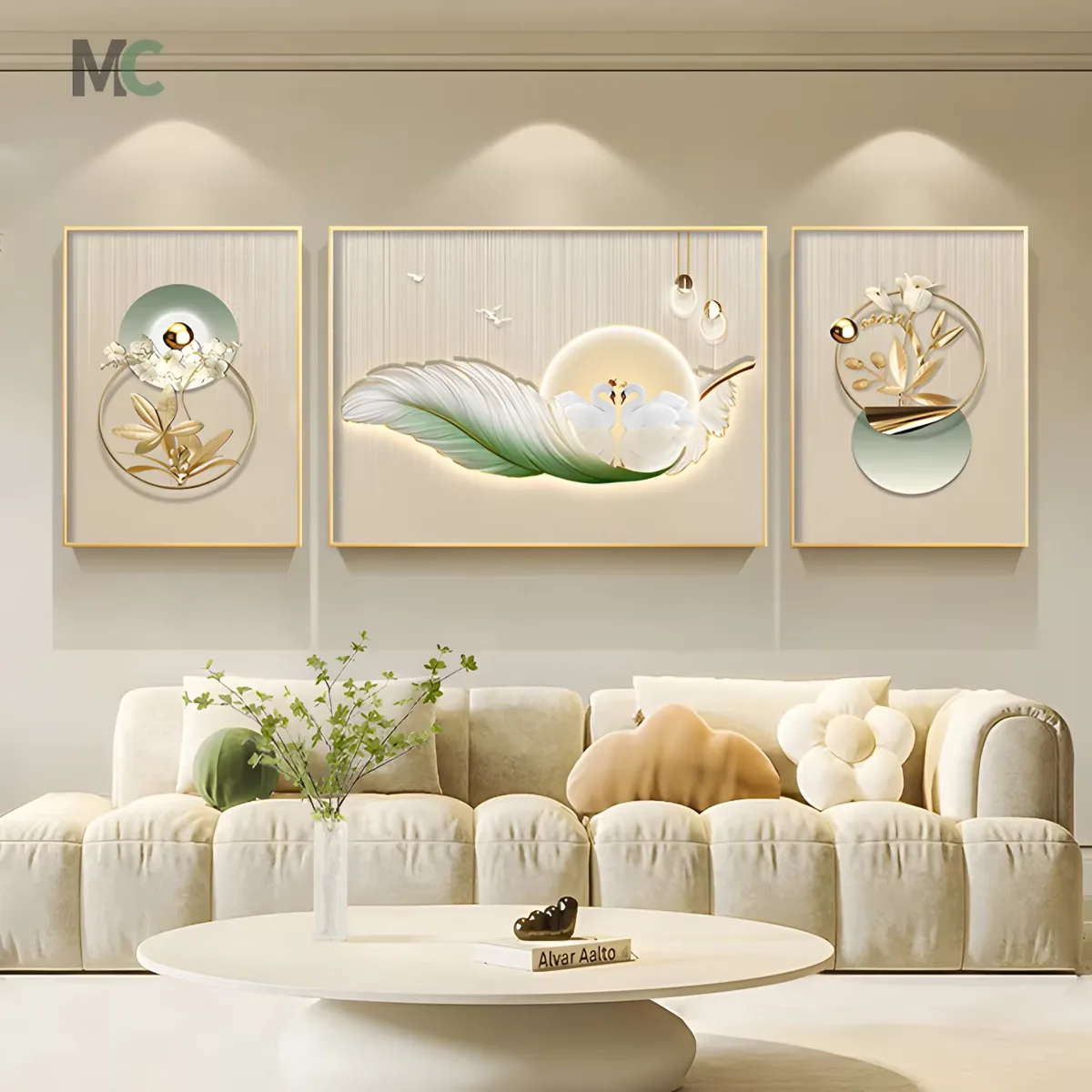 New Style Living Room Art Decoration Painting Light Luxury Triple High-end Atmosphere Crystal Porcelain Inlayed Diamond Painting